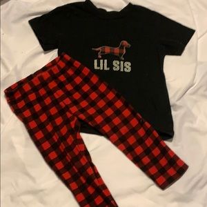 2/$10 black buffalo plaid dachshund “lil sis”